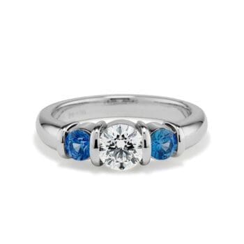 RDG-PT-R-7-D/S Sapphire and Diamond Ridge Ring